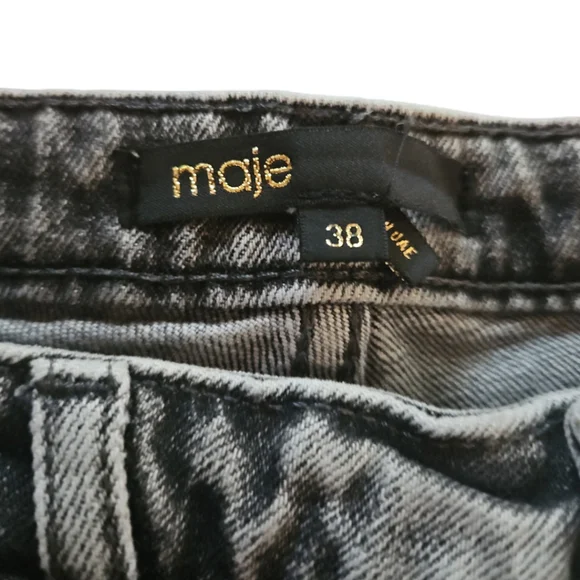 MAJE | Paola Acid Wash Cropped Frayed Gradient Denim Jeans in Size FR 38 / US 8 - Picture 6 of 8